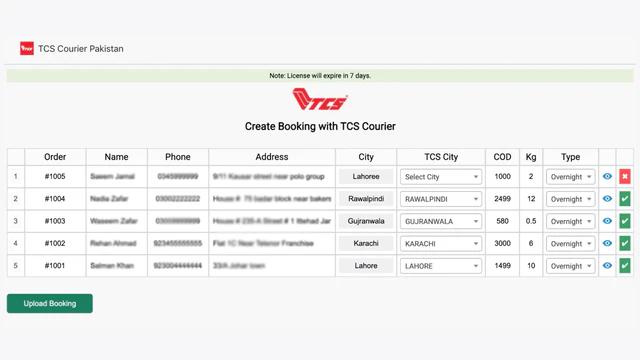 Illustration of a TCS parcel tracking web page with a tracking box and button